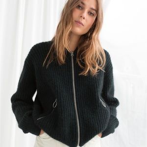 Other Stories Wool blend bomber knit cardigan